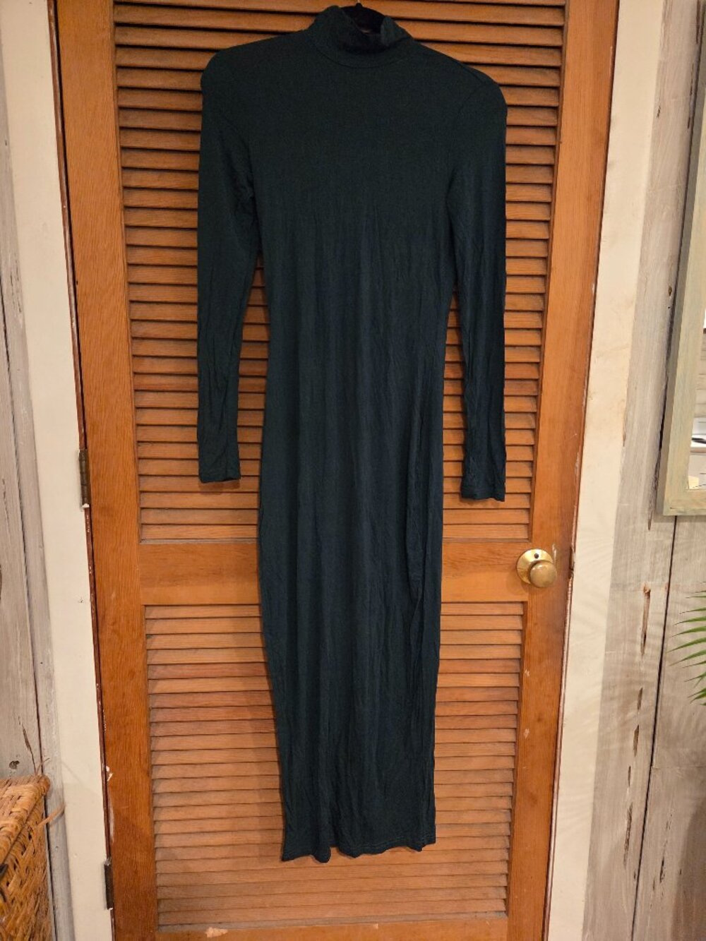Dark green mock neck maxi dress